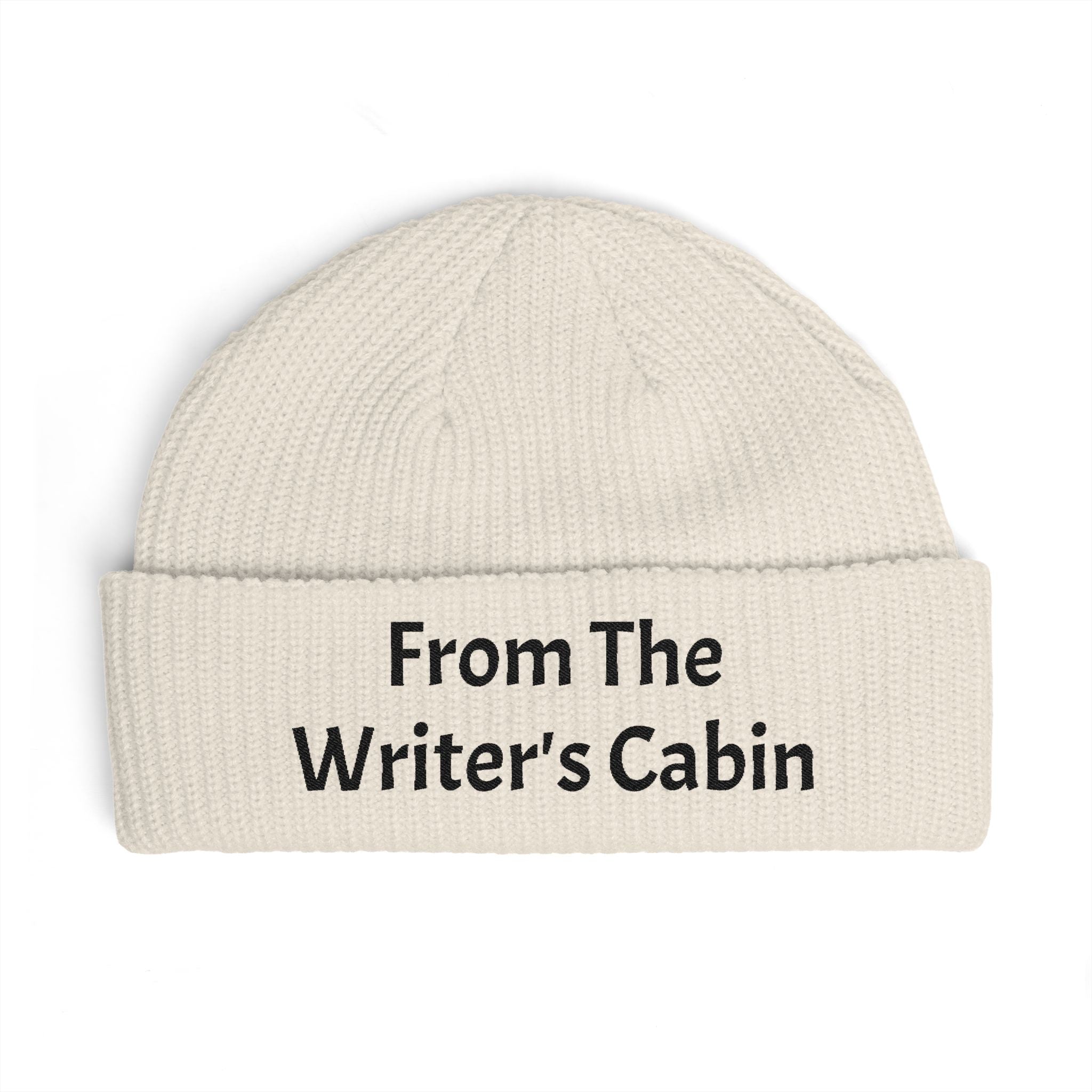 Cuff Beanie — "From the Writer's Cabin" Embroidered Knit Hat