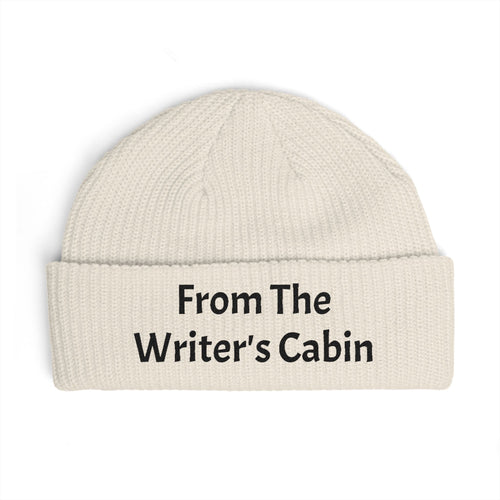 Cuff Beanie — "From the Writer's Cabin" Embroidered Knit Hat