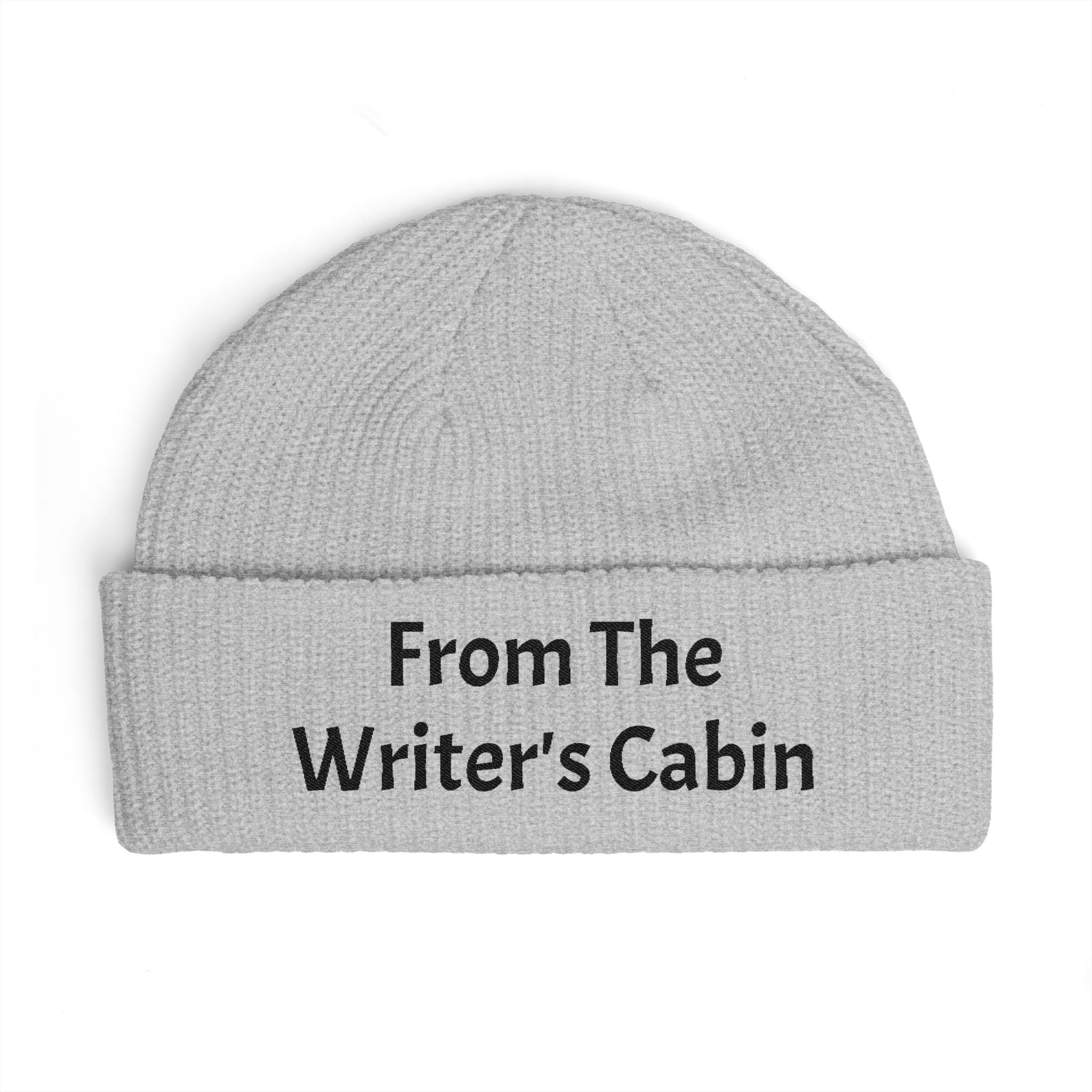 Cuff Beanie — "From the Writer's Cabin" Embroidered Knit Hat