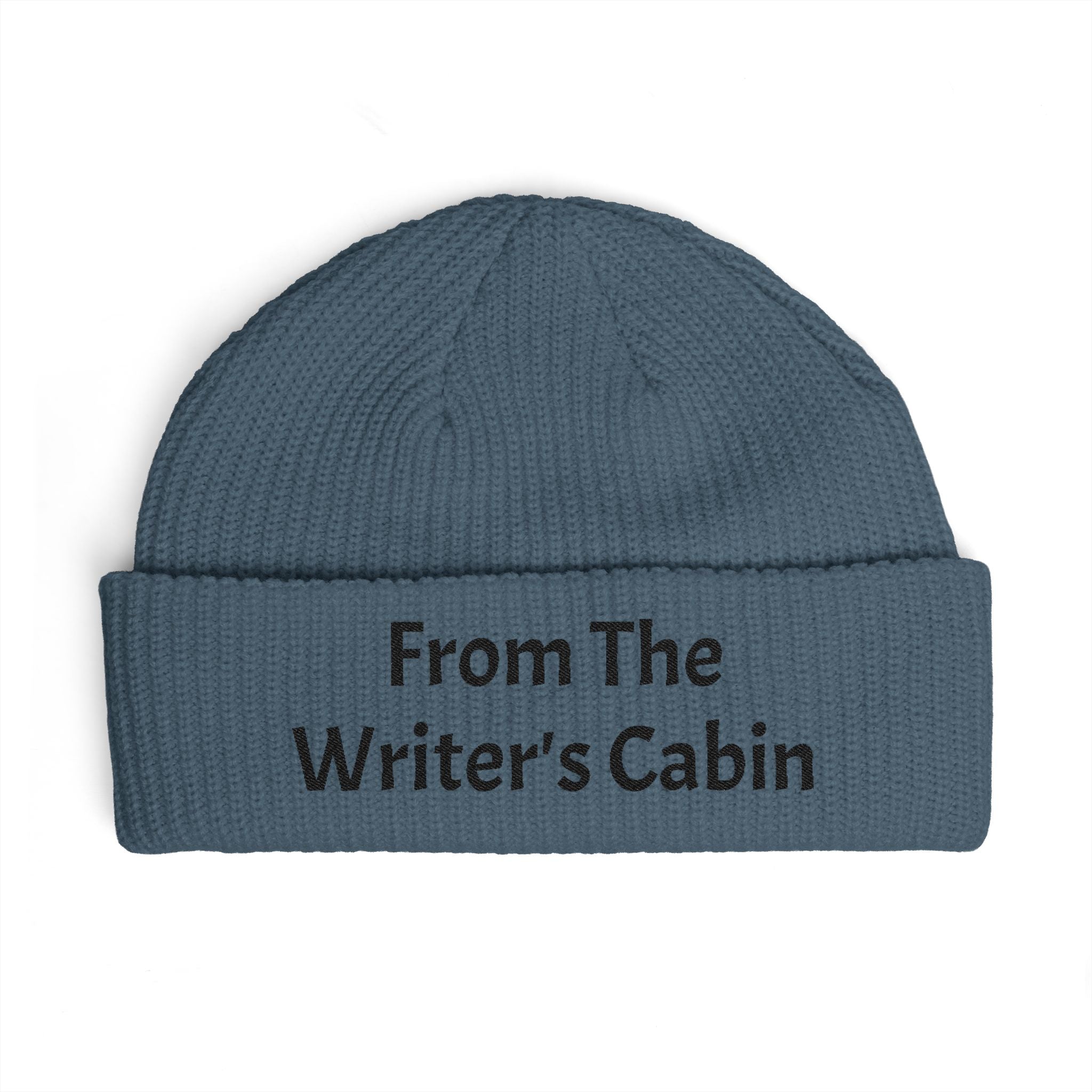 Cuff Beanie — "From the Writer's Cabin" Embroidered Knit Hat