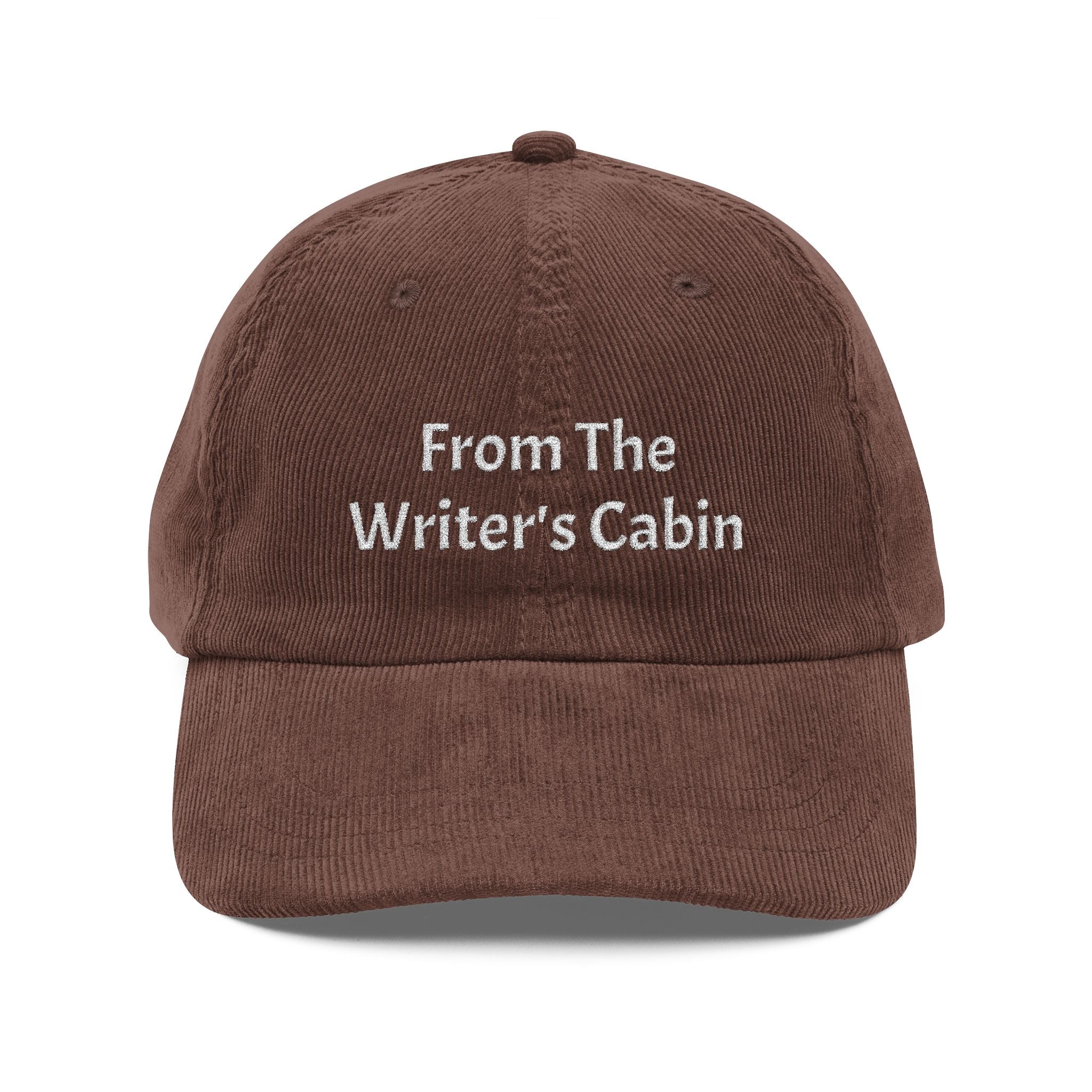 Vintage Corduroy Cap - "Writer's Cabin" Embroidered Relaxed Baseball Hat