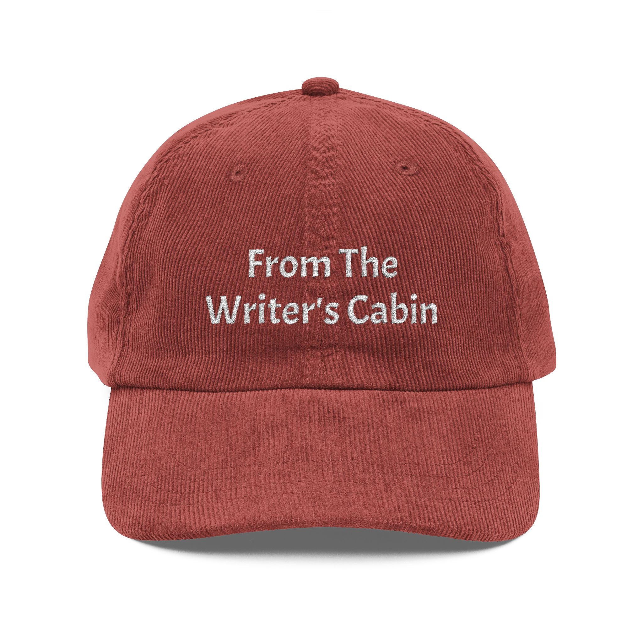 Vintage Corduroy Cap - "Writer's Cabin" Embroidered Relaxed Baseball Hat