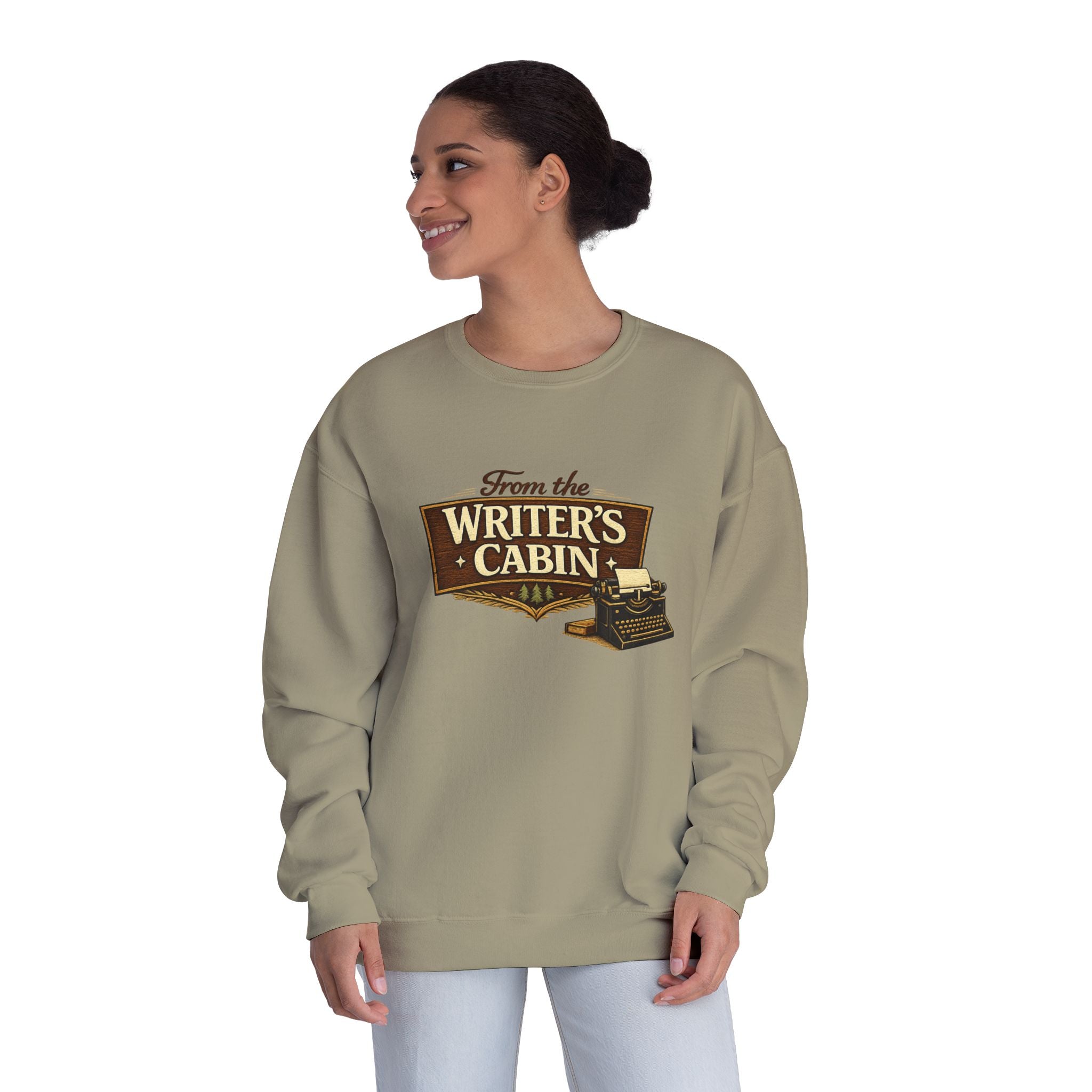 Writer’s Cabin Crewneck Sweatshirt - “From the Writer’s Cabin” Vintage Typewriter Design