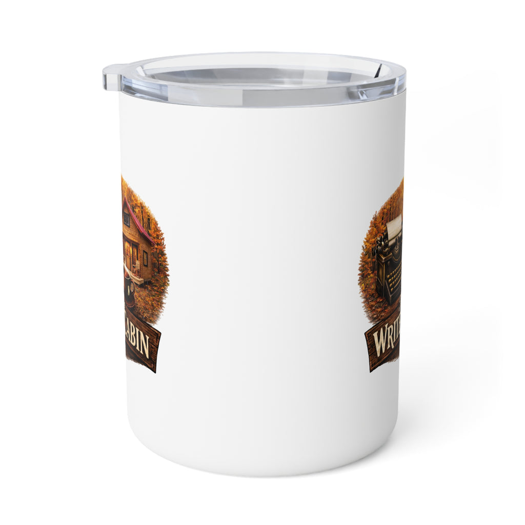 From the Writer's Cabin 10oz Insulated Coffee Mug — Cozy Cabin Typewriter Design