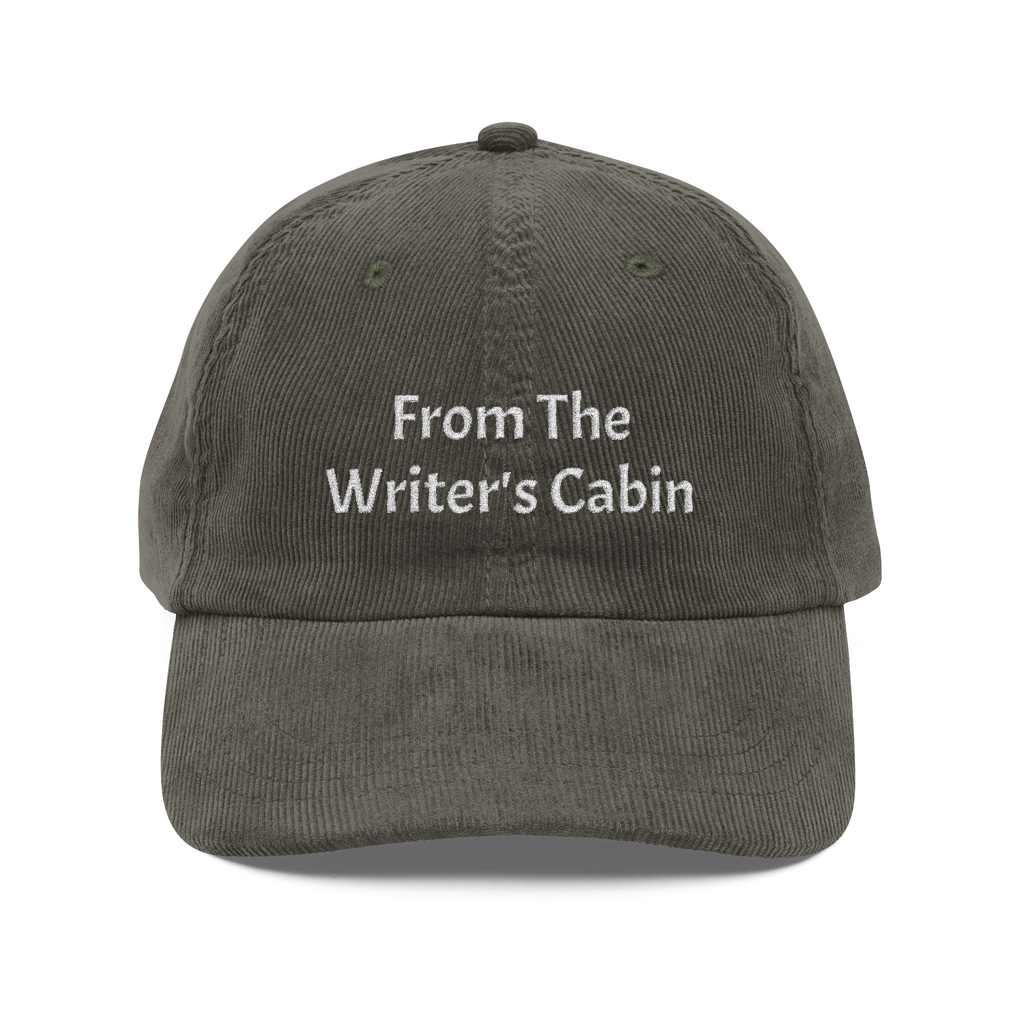 Vintage Corduroy Cap - "Writer's Cabin" Embroidered Relaxed Baseball Hat